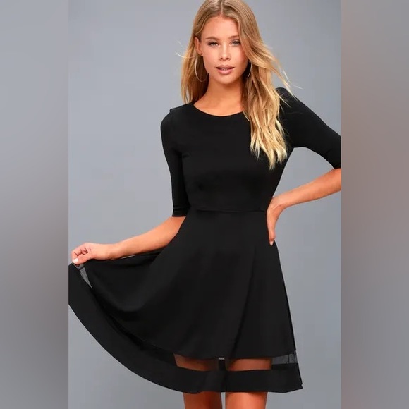 Lulus Dresses & Skirts - Lulus Black Mesh Skater Dress